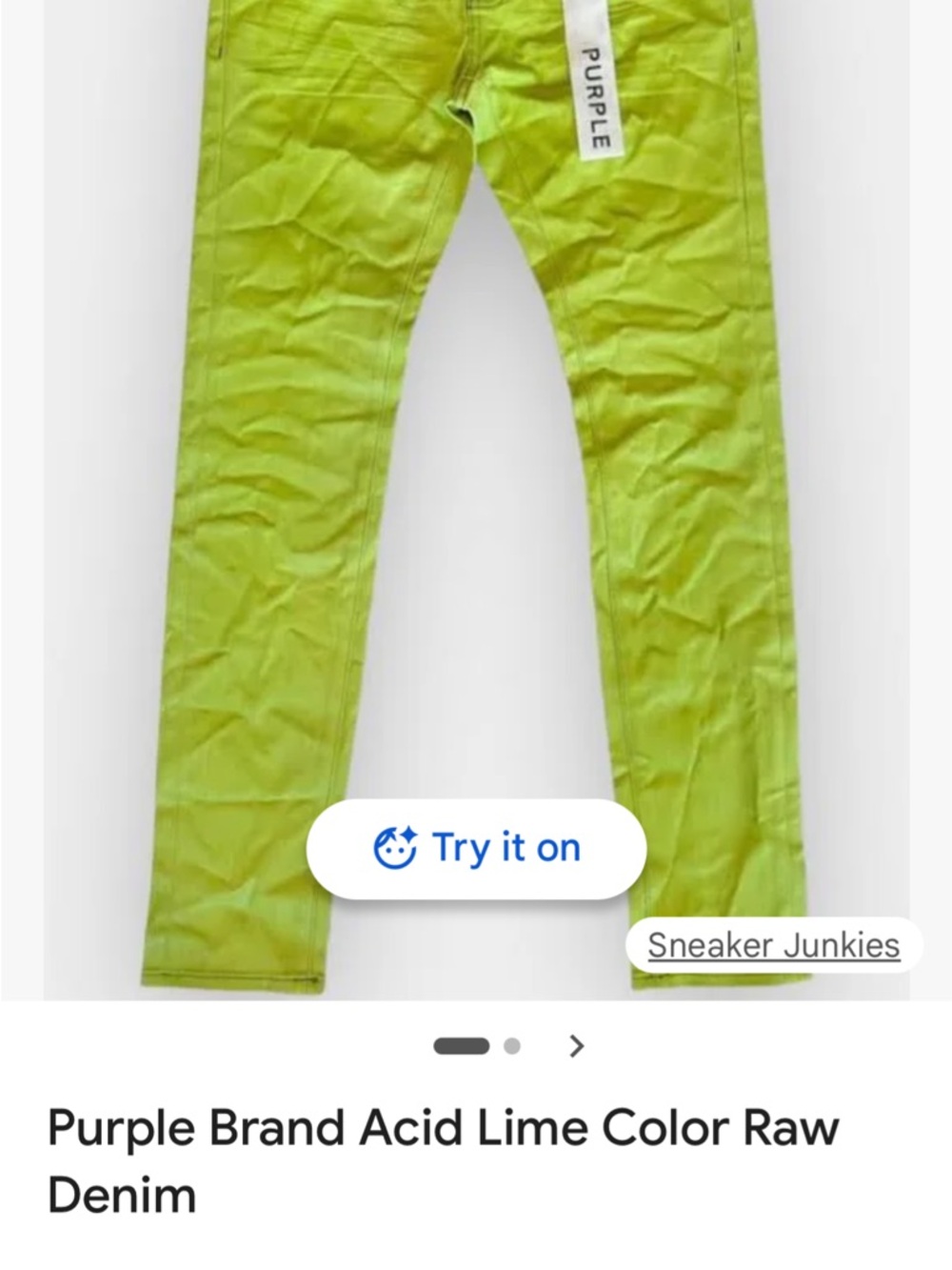 Purple Brand Men’s Skinny Jeans in Acid Lime